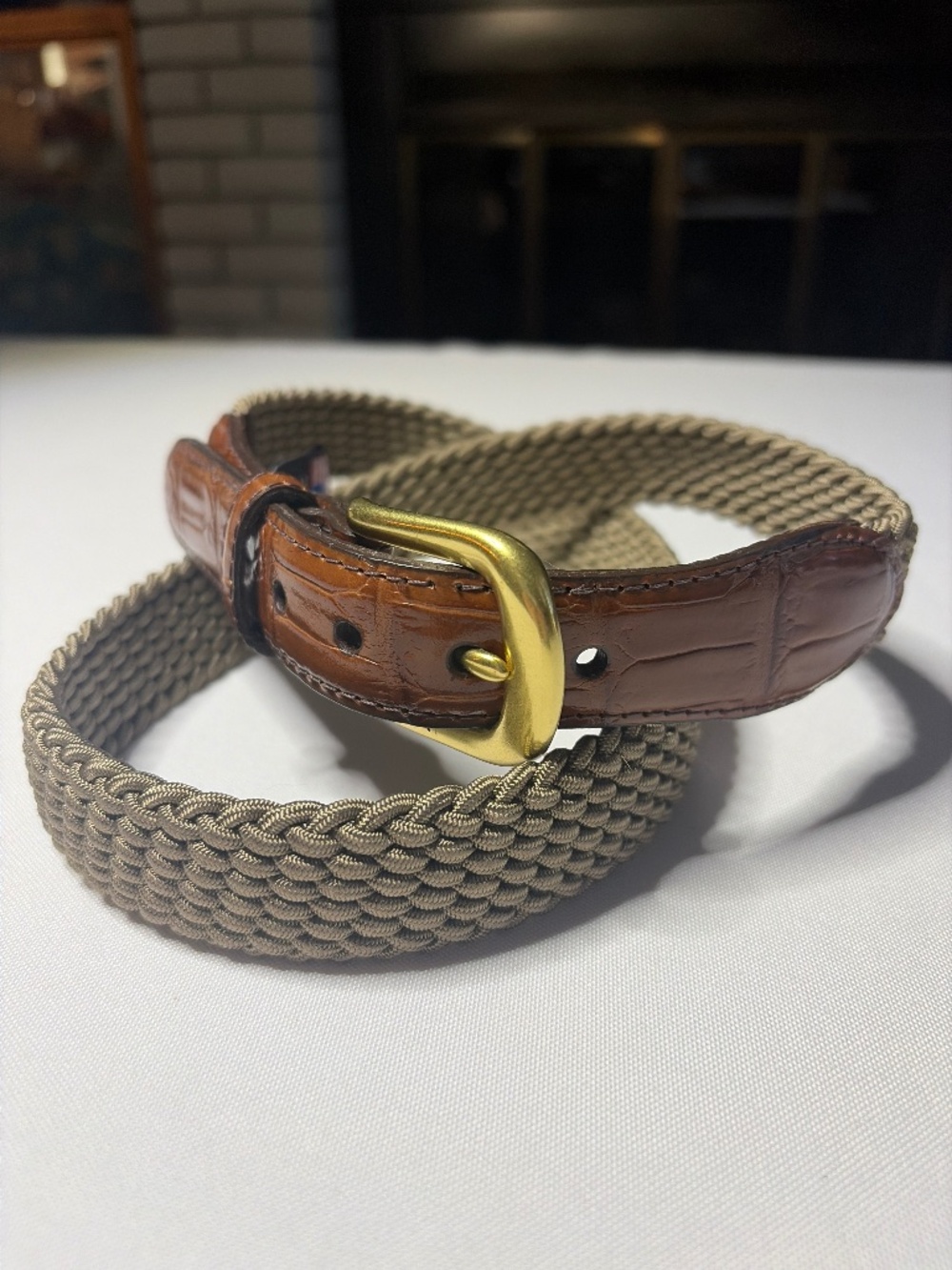 Brighton Strech woven Nylon with Leather and Solid Brass 36